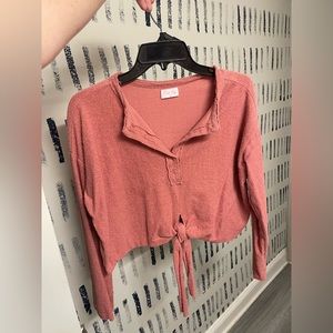 Terry cloth material pink Lilly crop top